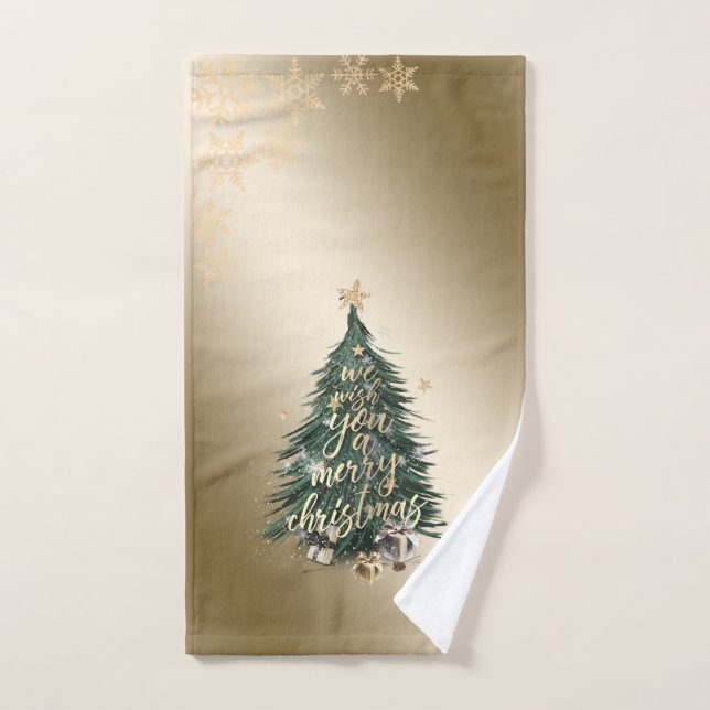 Regalos de árbol de pino de Navidad Estrellas Copo (Toalla de mano)