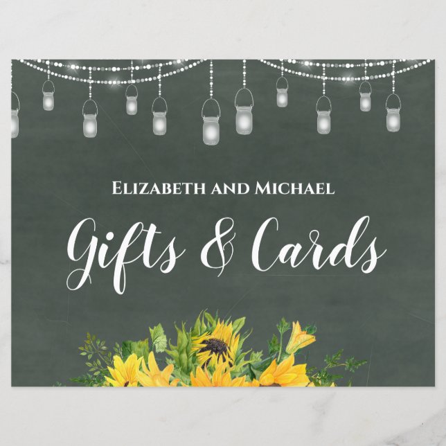 Regalos de boda y tarjetas para marcar girasoles (Anverso)