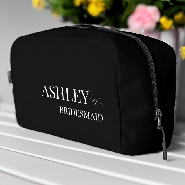 Regalos de dama de honor con bolsa negra personali (Bridesmaid gifts personalized name black bag Dopp Kit black gifts bag bridal party favors )