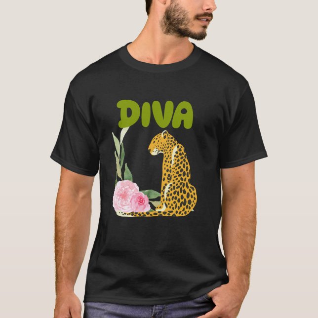 Regalos de gato leopardo pantera DIVA, Camisetas y (Anverso)