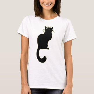 Regalos de gato negro de la camiseta de las mujere