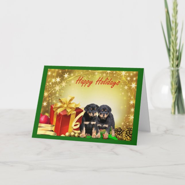 Regalos de la tarjeta de Navidad de Rottweiler (Anverso)
