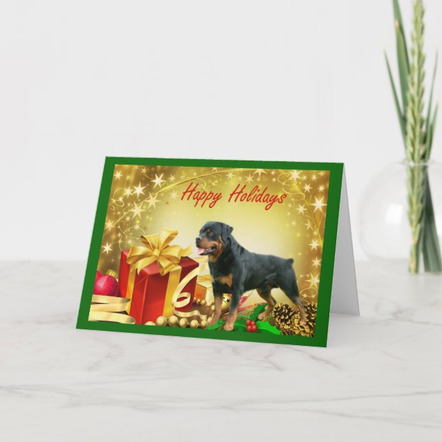 Regalos de la tarjeta de Navidad de Rottweiler (Anverso)