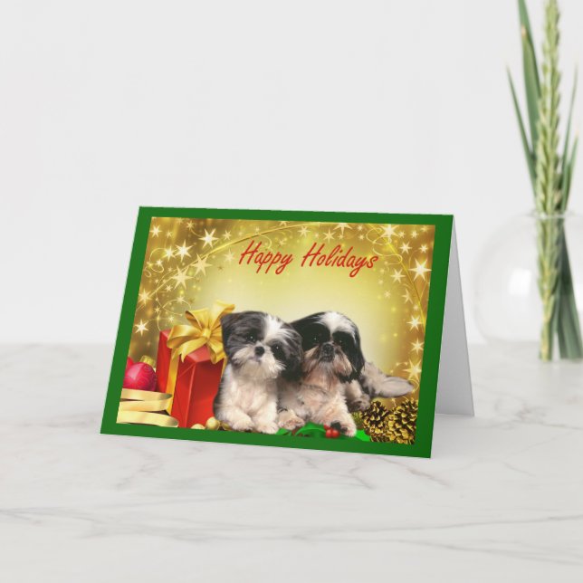 Regalos de la tarjeta de Navidad de Shih Tzu (Anverso)