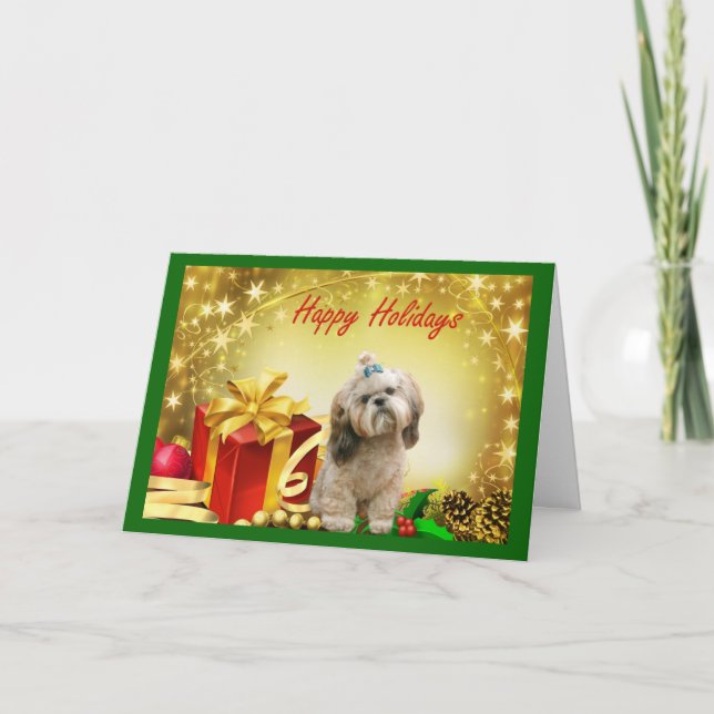 Regalos de la tarjeta de Navidad de Shih Tzu (Anverso)