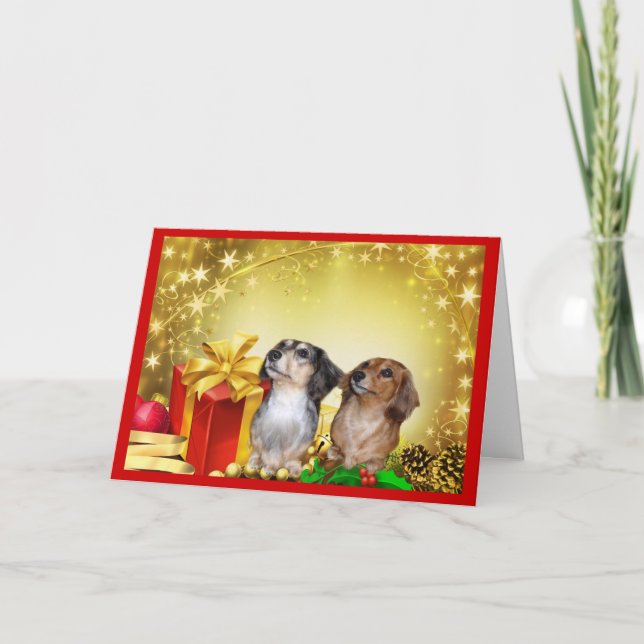 Regalos de la tarjeta de Navidad del Dachshund (Anverso)