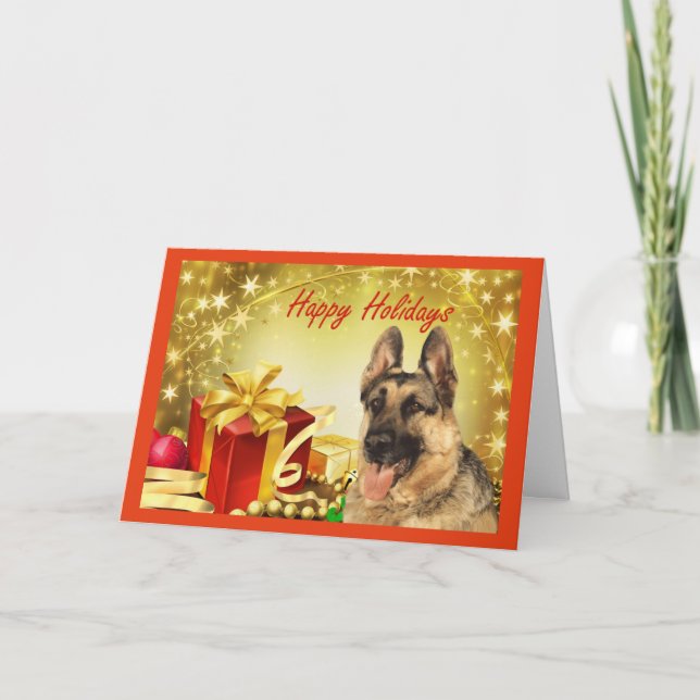 Regalos de la tarjeta de Navidad del pastor alemán (Anverso)