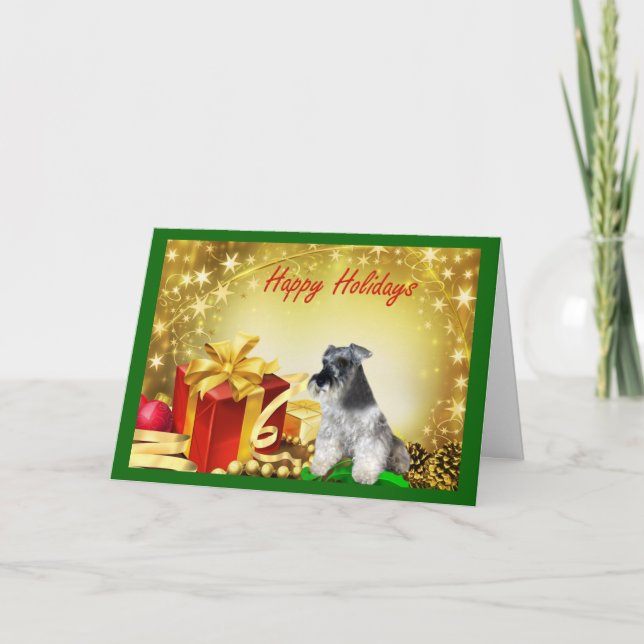 Regalos de la tarjeta de Navidad del Schnauzer (Anverso)