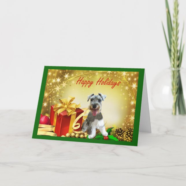 Regalos de la tarjeta de Navidad del Schnauzer (Anverso)