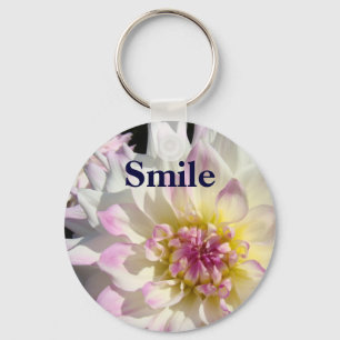 Regalos de llavero de sonrisa Flores de Dalia Blan