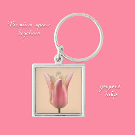 Regalos de llavero de tulipán rosa precioso