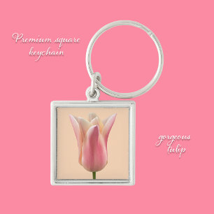 Regalos de llavero de tulipán rosa precioso