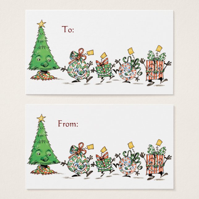 Regalos de Navidad bailando de dibujos animados li (Anverso y reverso)