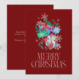 Regalos de Navidad con letra de nieve elegante y c