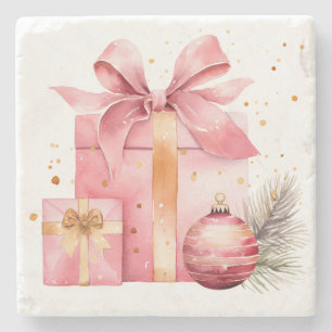 Regalos de Navidad Rosados Posavasos de Piedra