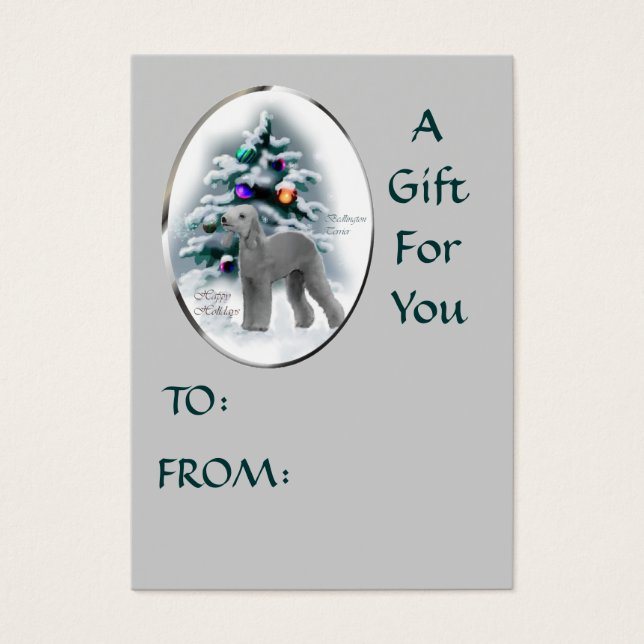 Regalos de Navidades de Bedlington Terrier, Etique (Frente)