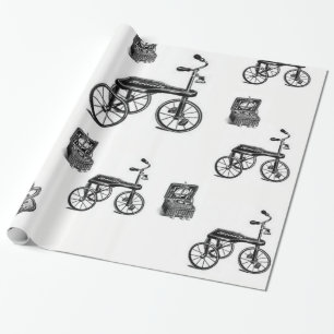 regalos de papel de envoltura de bicicleta blanca 