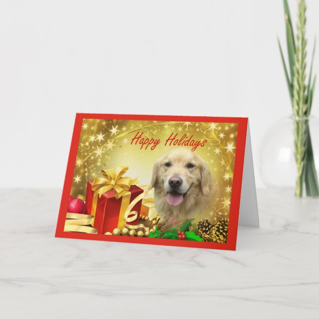 Regalos de tarjetas de Navidades de Golden Retriev (Anverso)