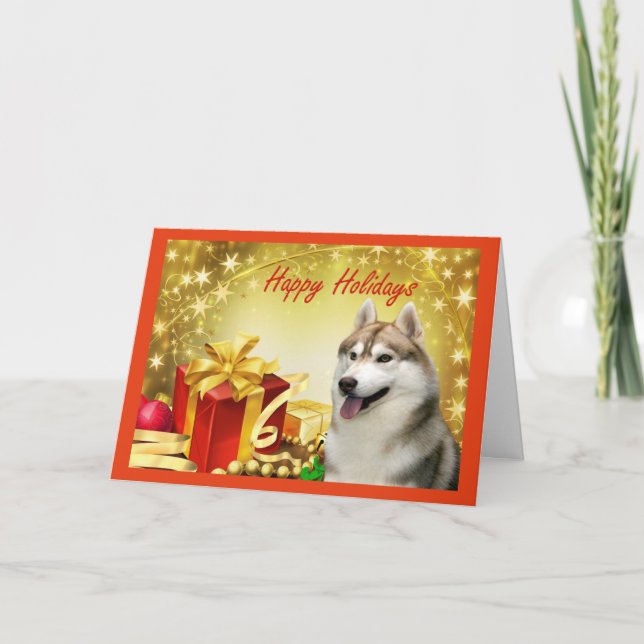 Regalos de tarjetas de Navidades Husky Siberianos (Anverso)