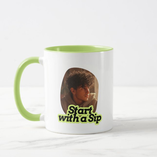 Regalos de tazas Start with a Sip (Izquierda)