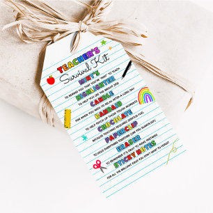 Regalos Etiquetas de Kit de Supervivencia para Maestros de