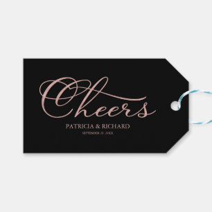 Regalos Etiquetas de papel de oro rosa para botellas de vi