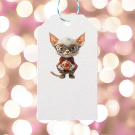 Regalos Etiquetas de regalo blanco para gato de Navidades 