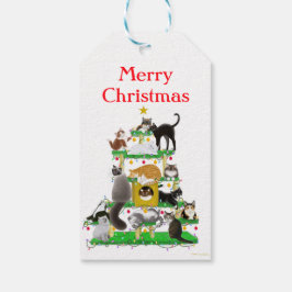 Regalos Etiquetas de regalo de árbol de gato para navidade