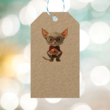 Etiquetas de regalo de Cat Kraft para Navidades de