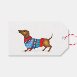 Regalos Etiquetas de regalo de dachshund para navidades