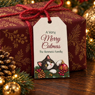 Regalos Etiquetas de regalo de Navidad para gatos esmoquin