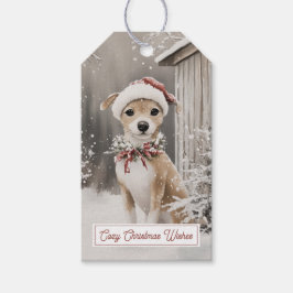 Regalos Etiquetas de regalo de Navidad para perro en invie