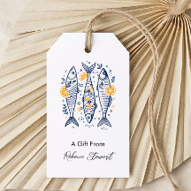 Etiquetas de Regalo de Pescado Azul para Todas las