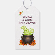 Etiquetas de regalo para baby shower de Halloween