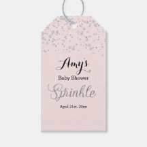 Etiquetas de regalo para baby shower Pink Silver S
