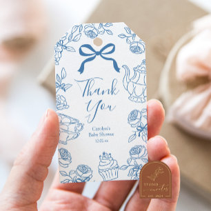 Regalos Etiquetas de regalo para fiesta de té con lazo azu