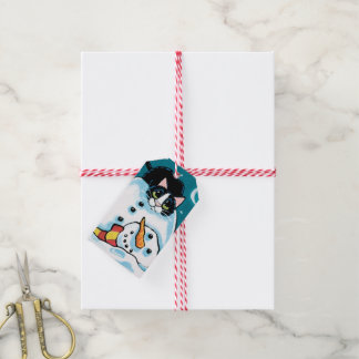 Regalos Etiquetas de regalo para gato y muñeco de nieve de
