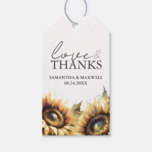 Regalos Etiquetas para Recuerdos de Boda Girasoles Acuarel
