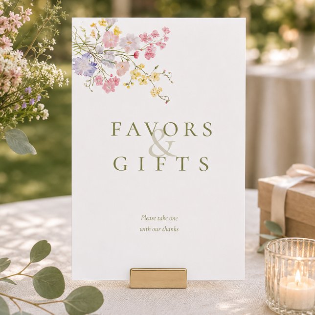 Regalos Favoritos de Flores Silvestres Señales de  (Wildflowers Wedding Favors Gifts Tabletop Signs)