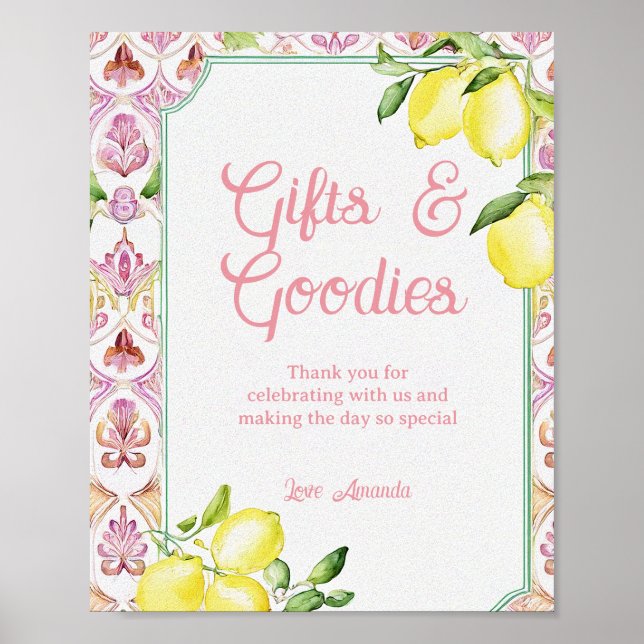 Regalos & Golosinas Señal de Ducha de Limón Amaril (Frente)