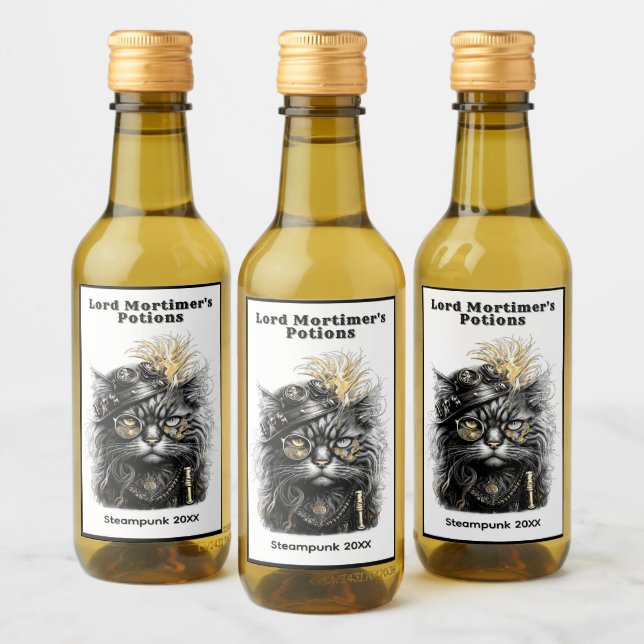 Regalos impresionantes de gato steampunk (Botellas)