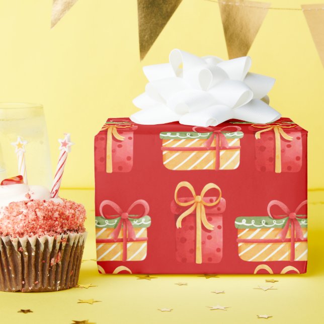 "Regalos rojos, Navidades amarillos" Papel envuelt (Fiesta de cumpleaños )