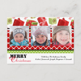 Regalos rojos y verdes 3 fotos - Tarjeta de Navida