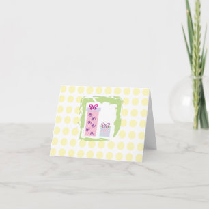 Regalos y puntos de polka amarillos Tarjeta