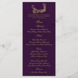 Regencia de pavo real en el menú Boda morado