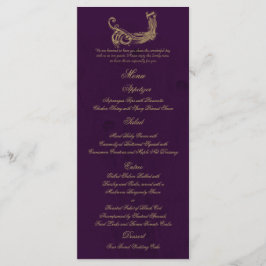 Regencia de pavo real en el menú Boda morado