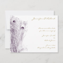 Regencia de pavo real en morado Guardar la tarjeta