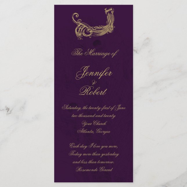 Regencia de pavos reales en el programa de bodas p (Anverso)