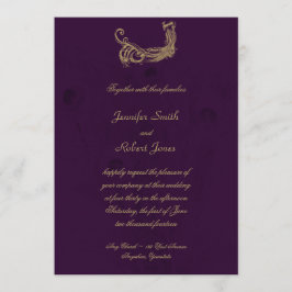 Regencia de pavos reales en invitación a la boda p