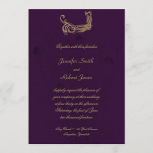 Regencia de pavos reales en invitación a la boda p